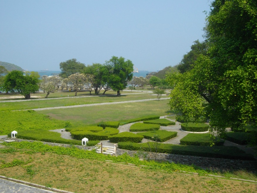 view of the gardens from the Memorial