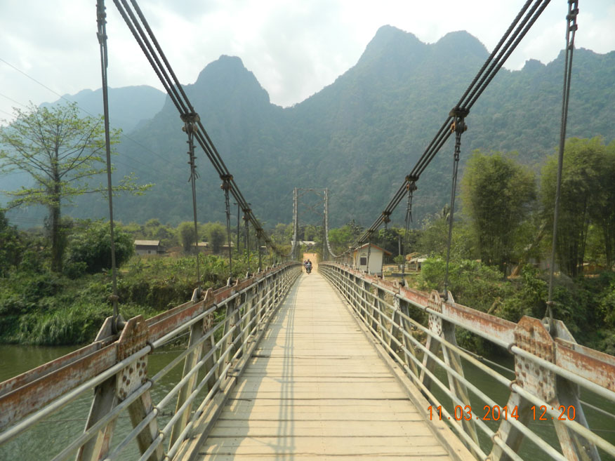 Plank Bridge to Caves north of Vang Vieng