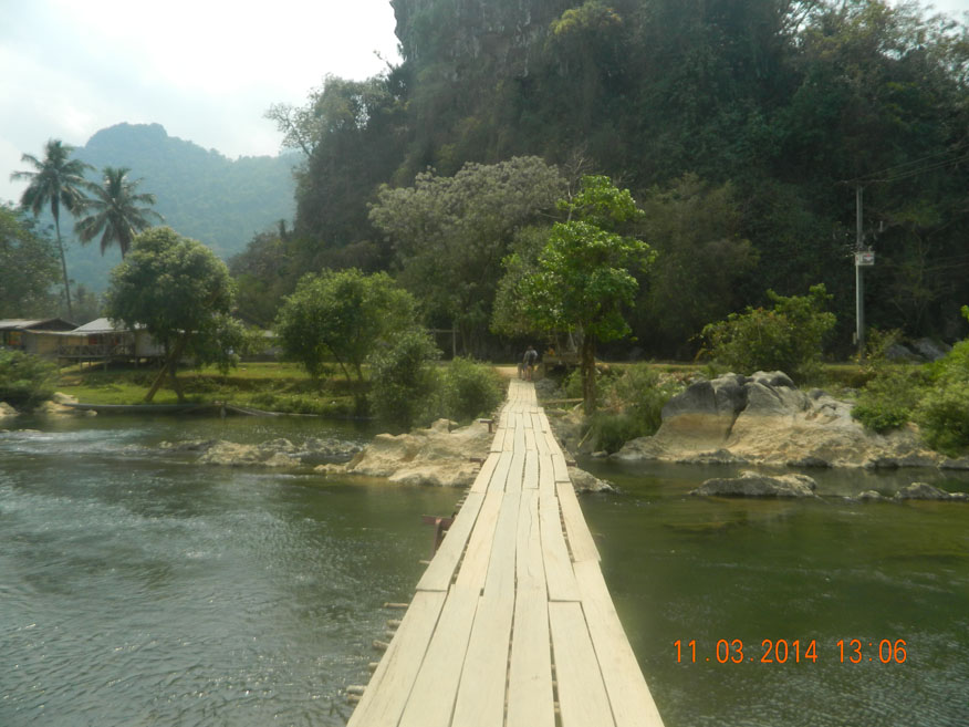 Plank Bridge at Tahm Chang, Vang Vieng