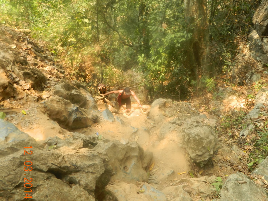 Ascent to Pou Kham Cave, Vang Vieng