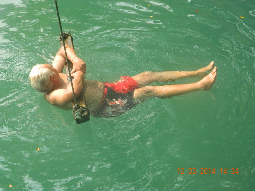 Suspended at Blue Lagoon, Vang Vieng