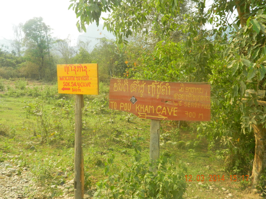 Improvised Signs to Caves, Vang Vieng