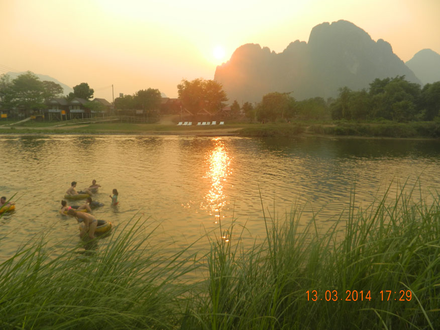 Sunset over Song River, Vang Vieng