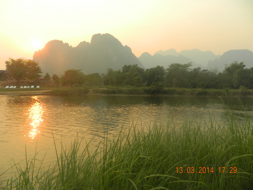 Sunset over Song River, Vang Vieng